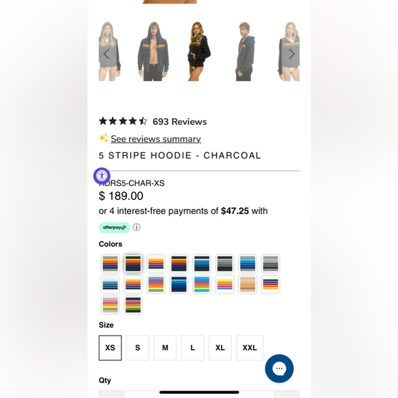 NWOT Charcoal Aviator Nation 5 Stripe Zip-Up Hoodie - Picture 3 of 8